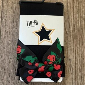 Vintage 90s Y2K Old Hot Topic Thigh High Sheer Stockings w Cherry Bows Mall Goth